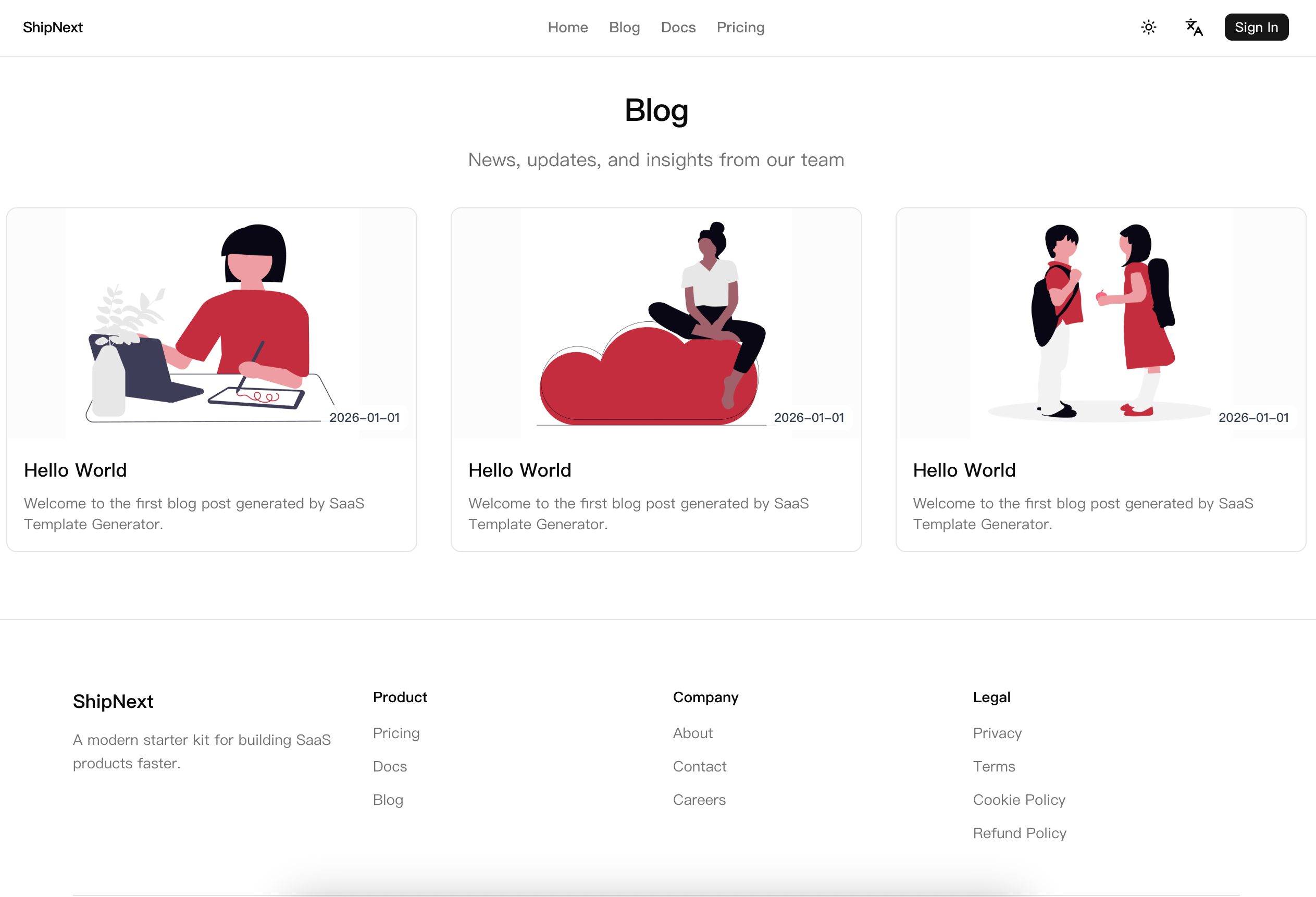 Landing page